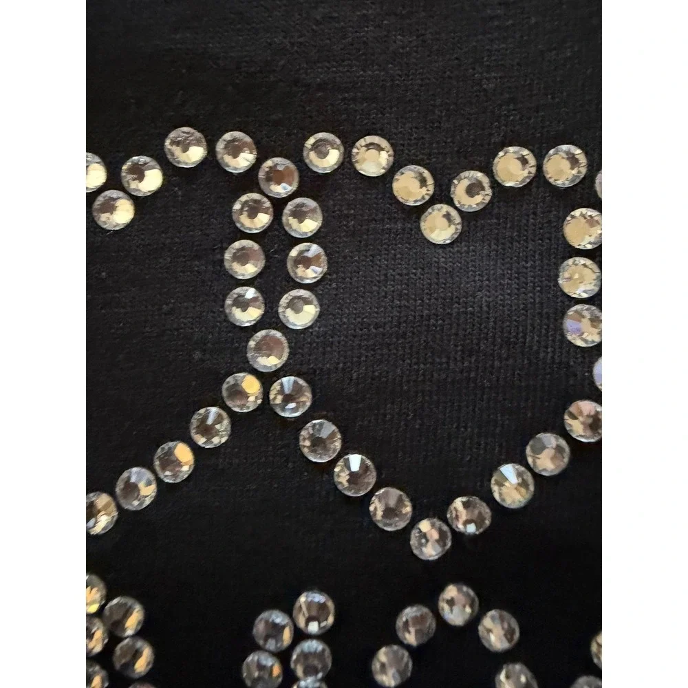 Rare Love Moschino Black 100% Cotton T Shirt Dress With Rhinestone Design US 12